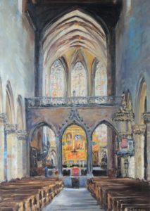 Stadtkirche St. Dionys in Esslingen (Interieur), 2020, 70x50 cm, Öl auf Leinwand [ES-06]