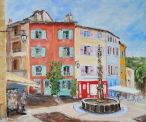 In der Altstadt von Le Puy-en-Velay, 2019, 50x60 cm, Öl auf Leinwand [FR-03]