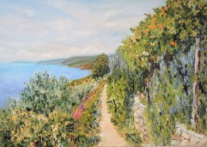 Wanderweg in Cinque Terre (Ligurien), 2015, 50x70 cm, Öl auf Leinwand [IT-03]