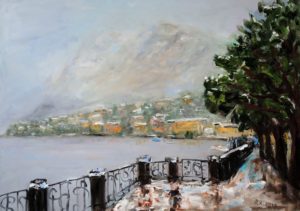 Menaggio am Lago Maggiore im Winter, 2019, 50x60 cm, Öl auf Leinwand [IT-05]