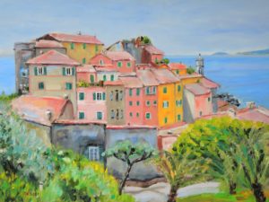 Tellaro in der Bucht von La Spezia, Ligurien, 2021, 60x80 cm, Öl auf Leinwand [IT-08]