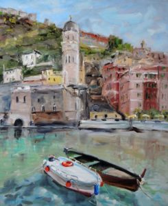 Hafen von Vernazza (Cinque Terre), 2019, 60x50 cm, Öl auf Leinwand [IT-09]