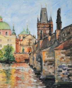 Karlsbrücke in Prag, 2019, 60x50 cm, Öl auf Leinwand [CZ-01]