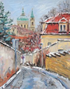 Nikolauskirche auf der Kleinseite in Prag, 2018, 50x40 cm, Öl auf Leinwand [CZ-03]