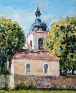 Barockkirche in Südböhmen (Neveklov), 2016, 60x50 cm, Öl auf Leinwand [CZ-08]