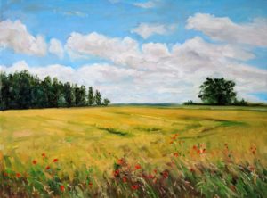 Getreidefeld im Sommer (Südböhmen), 2020, 60x80 cm, Öl auf Leinwand [CZ-09]