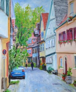 Mittlere Beutau in Esslingen, 2021, 60x50 cm, Öl auf Leinwand [ES-14]